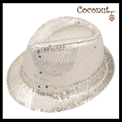 Silver Sequin Gangster Hat