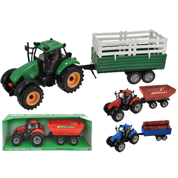 Friction Farm Tractor & Trailer Assorted