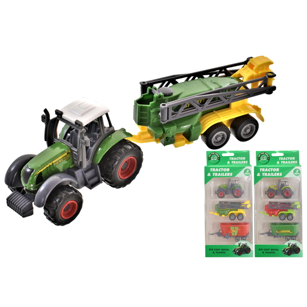 3 Piece Die-Cast Tractor With Trailers