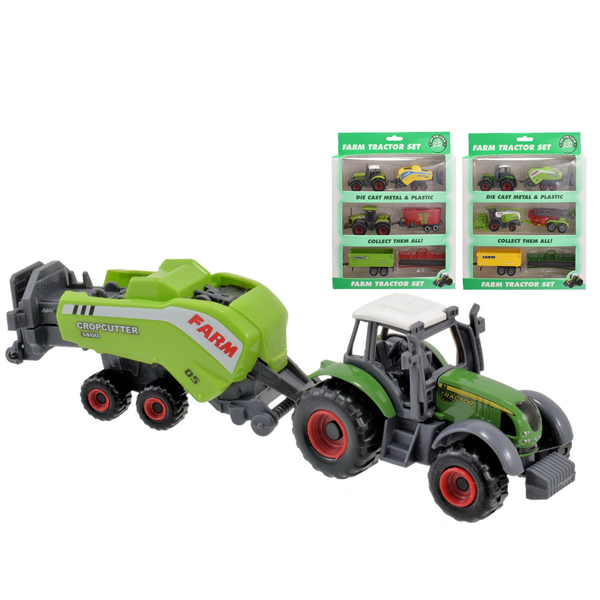 Die-Cast Tractor Set With Plastic Implements