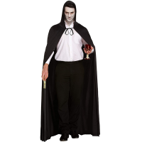 Long Black Cape With Hood Adult Costume
