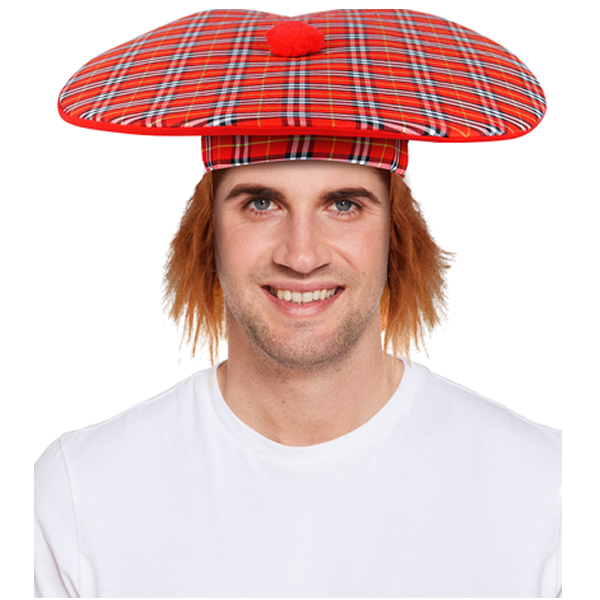 Jumbo Scottish Hat / Tam O' Shanter With Ginger Hair