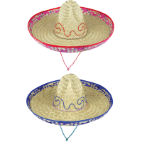 Straw Sombrero With Embroidery Design Assorted