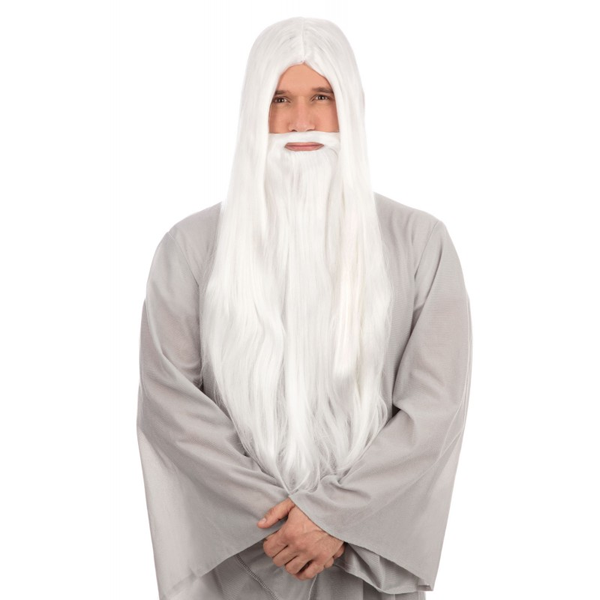 Wizard White Wig & Beard