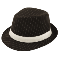 Black Gangster Hat With White Band 
