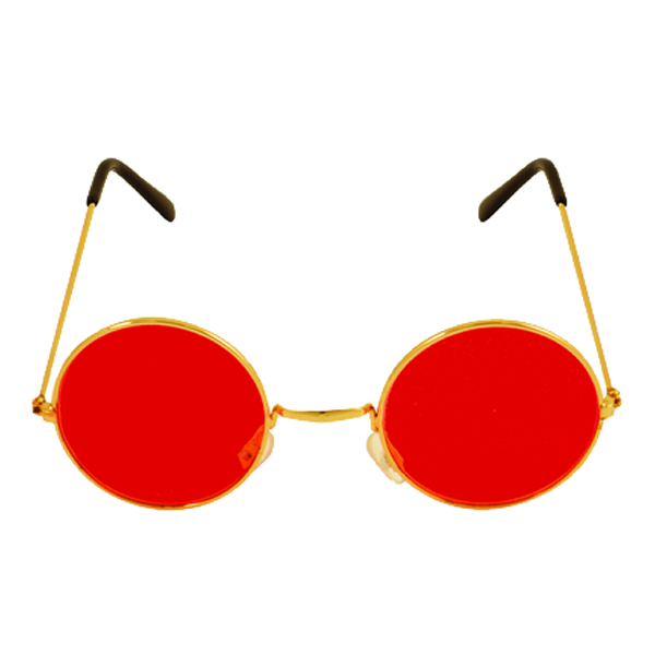 Gold Framed Glasses With Red Lenses