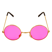 Gold Framed Glasses with Pink Lenses