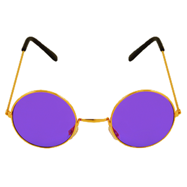 Gold Framed Glasses With Purple Lenses