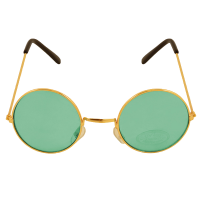 Gold Framed Glasses With Green Lenses