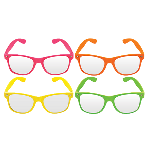Neon Frame Glasses With Clear Lens