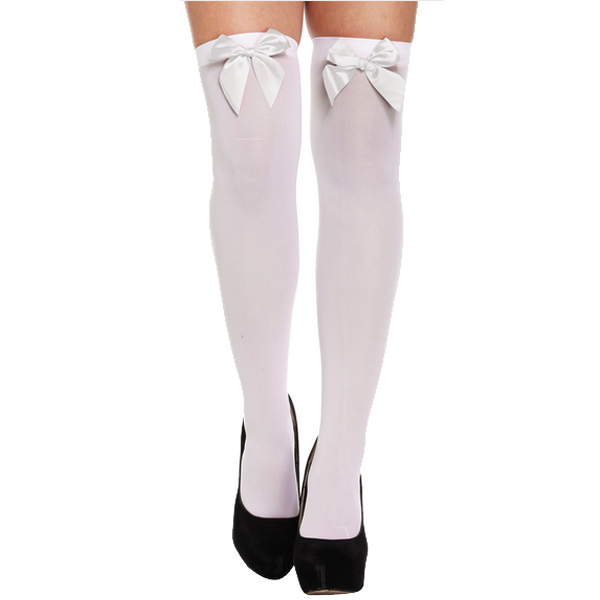 Hold-Up Stockings White With White Bow