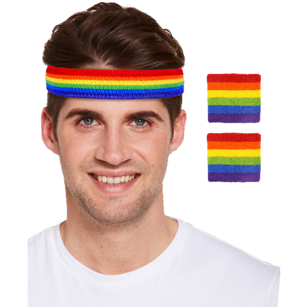 Headband With Wristbands Set Rainbow