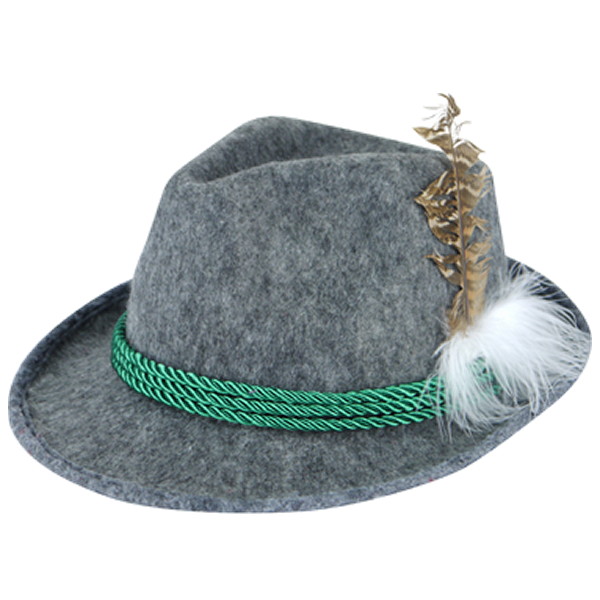 Oktoberfest Hat With Feather And Green Cord