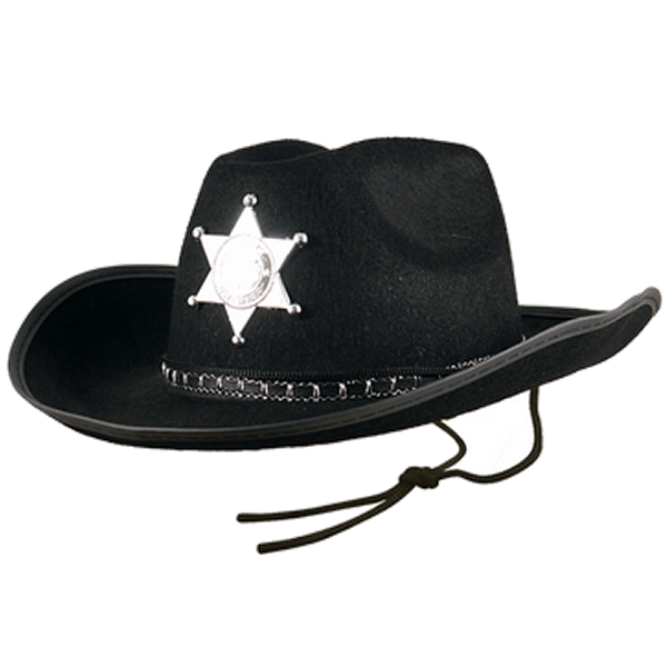 Black Cowboy Sheriff Hat With Star
