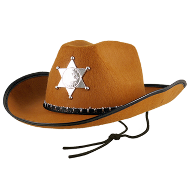 Brown Cowboy Sheriff Hat With Star