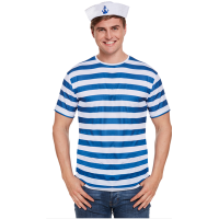 Adult Blue & White Striped Printed Top