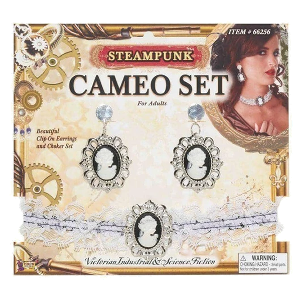 Steampunk Comeo Earrings / Choker Set