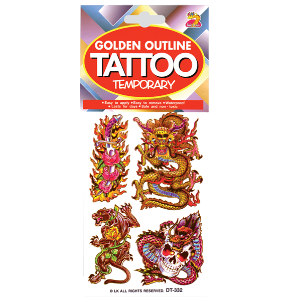 Oriental Golden Outline Temporary Tattoo