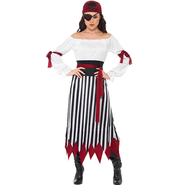 Black & White Pirate Lady Adult Costume