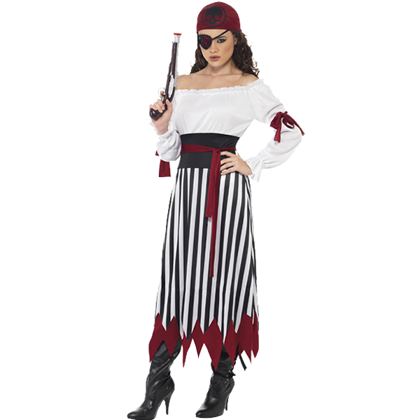 Black & White Pirate Lady Adult Costume