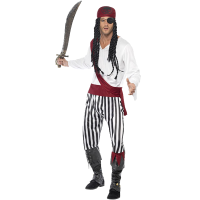 Black & White Pirate Man Costume Adult