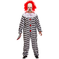 Scary Clown With Wig Adult Costume