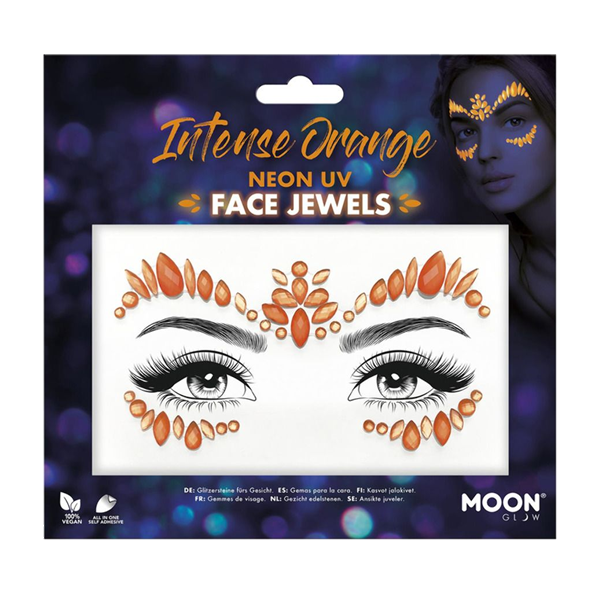 Intense Orange Neon UV Face Jewels
