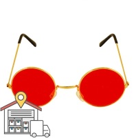 Gold Framed Glasses With Red Lenses WAREHOUSE