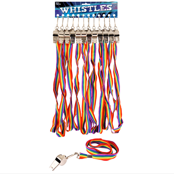 Metal Whistle With Rainbow Cord