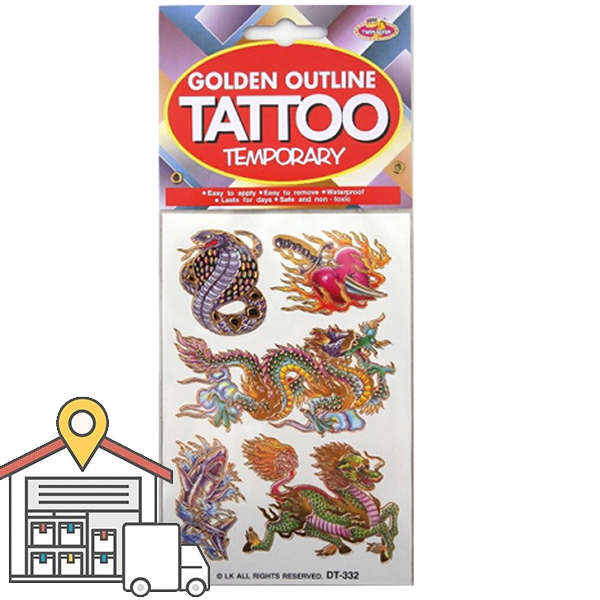 Oriental Golden Outline Temporary Tattoo