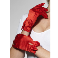 Short Red Gloves With Bow