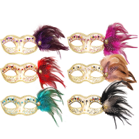 Jewel Eyemask With Feathers Assorted