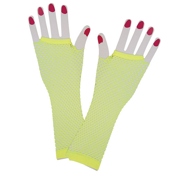80's Fishnet Gloves Yellow