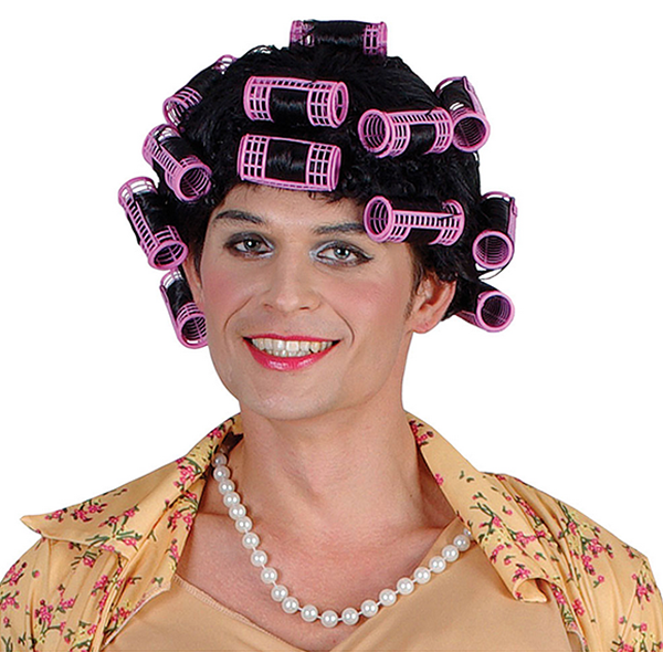 Funny Housewife Wig With Rollers
