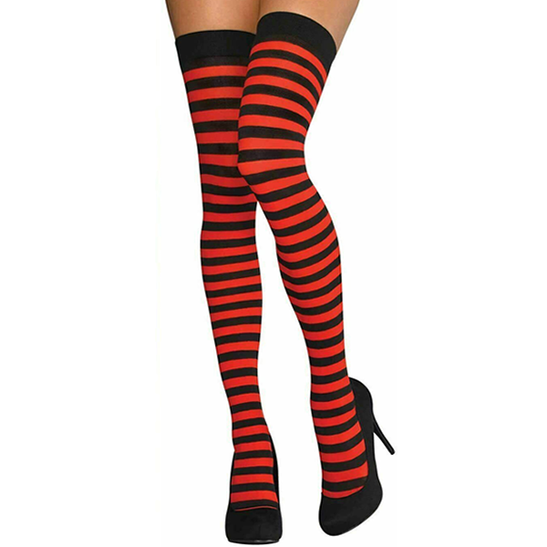 Red / Black Striped Adult Thigh Highs