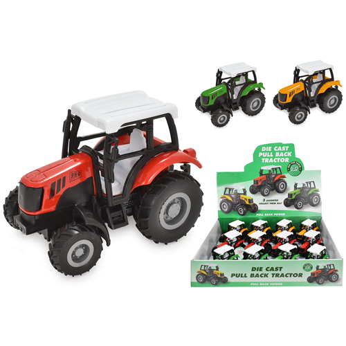 Die Cast Pull Back Tractor Assorted