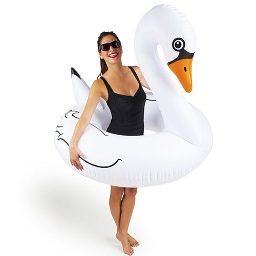 White 53.5 Pool Central Jumbo Inflatable Swan Swimming Pool Ring Float 