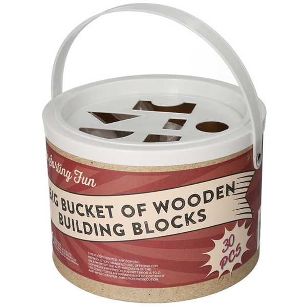 My Big Bucket Of Wooden Building Blocks (30 Pieces)