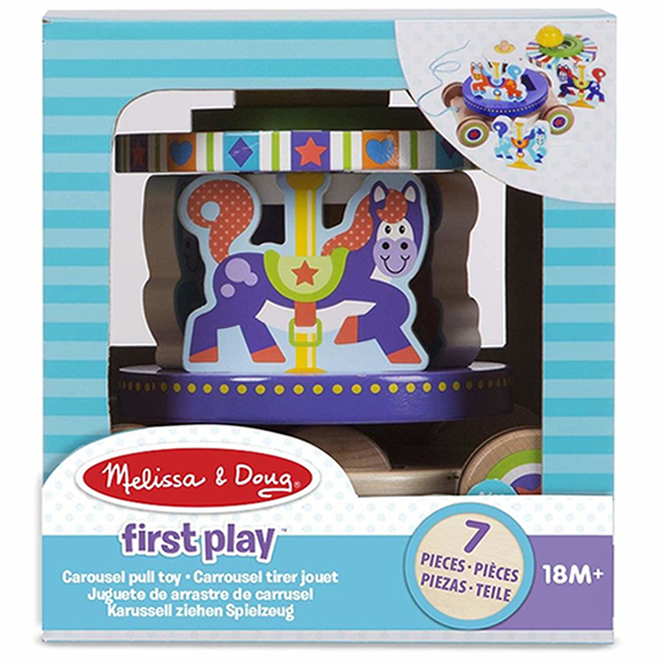 Melissa & Doug First Play Wooden Carousel Pull Toy