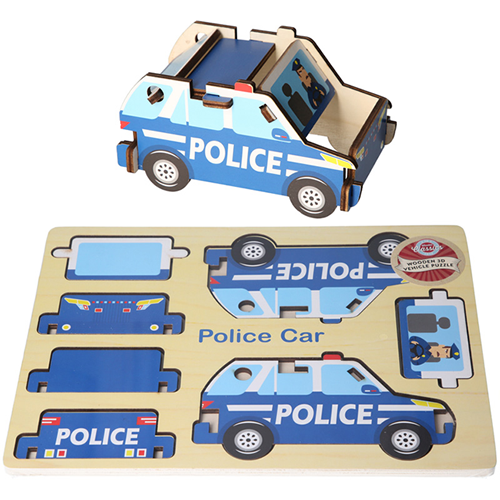 Wooden 3D Police Car Puzzle