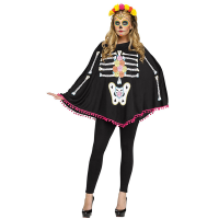 Day Of The Dead Poncho Adult Costume
