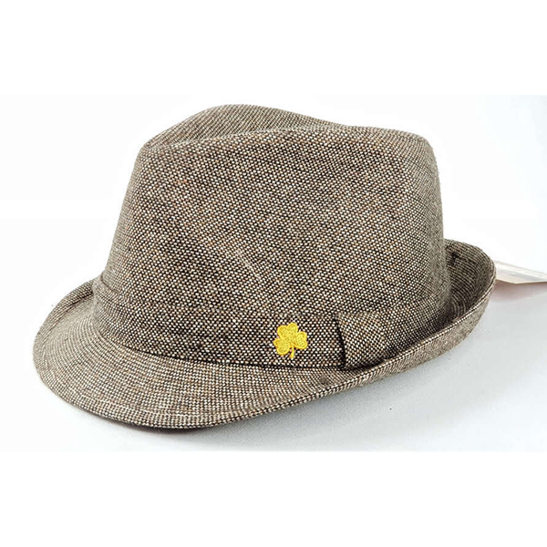 Man Of Aran Brown Tweed Shamrock Fedora Hat