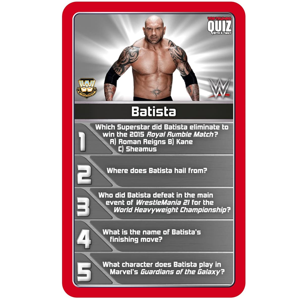 WWE Top Trumps Quiz Game