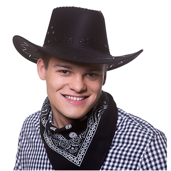 Suede Look Cowboy Hat Black