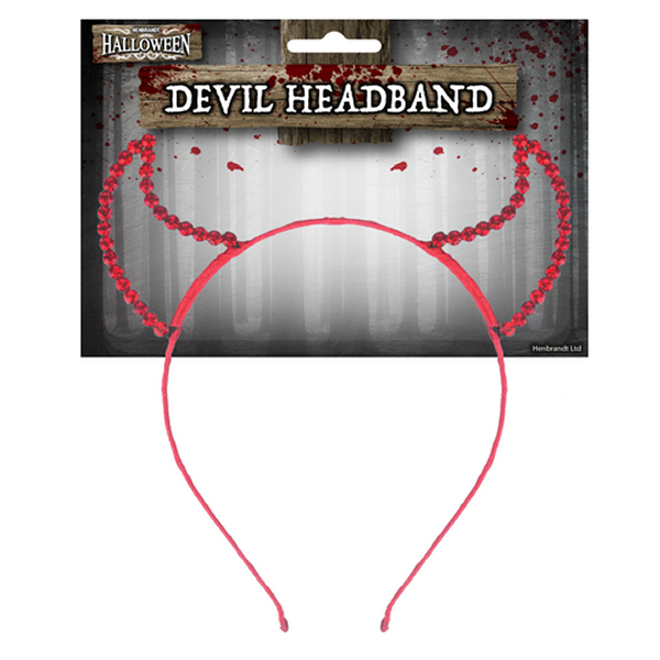 Rhinestone Devil Headband Red