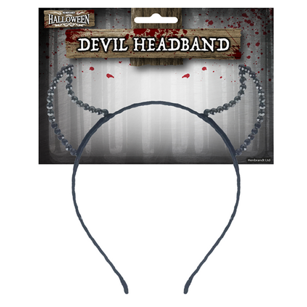 Rhinestone Devil Headband Black