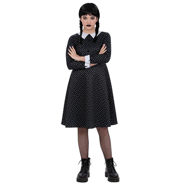 Gothic School Girl Spotted Dress Child Costume