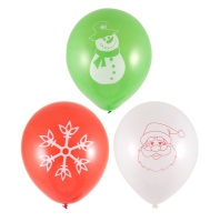 Christmas Printed Balloons Assorted Colours