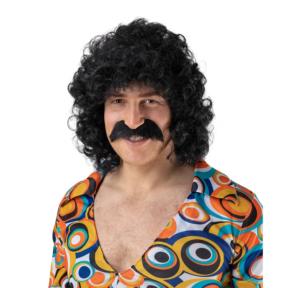 Perm Wig With Tash Black