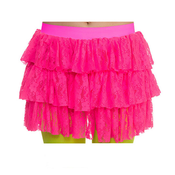 Lacy Ra Ra Skirt Neon Pink